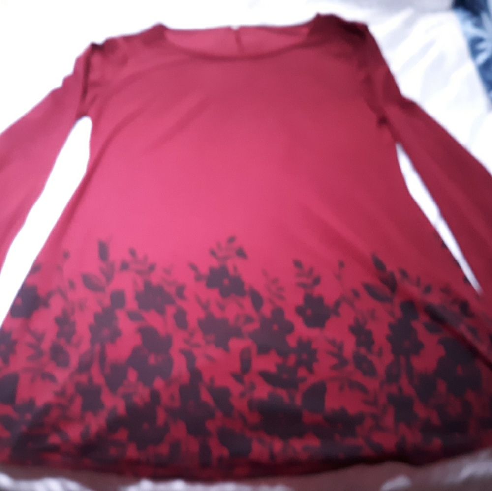 Women's long sleeve red tunic.